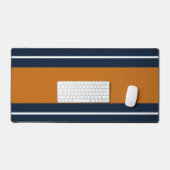70er Orange White Navy Blue Racing Stripes Schreibtischunterlage (Tastatur & Maus)