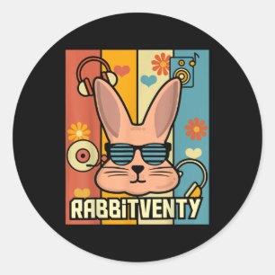 70er Outfits 70 70er Party Rabbitventy Rabbit Runder Aufkleber