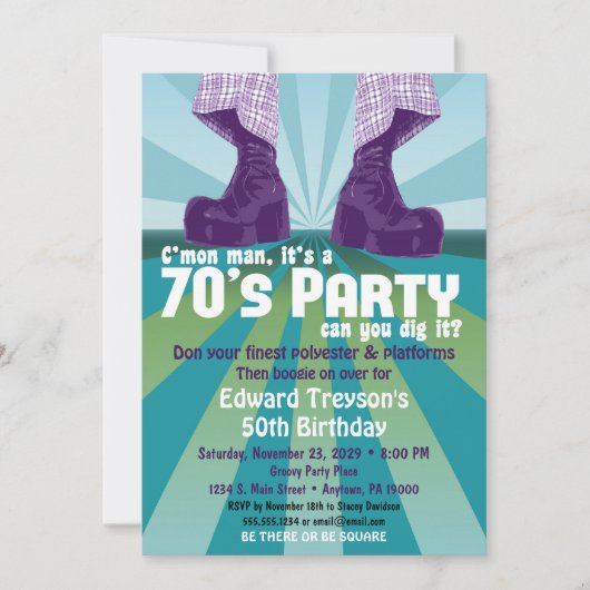 70er Party Einladung 1970er Disco Geburtstag (Vorderseite)