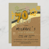 70er Party Einladung im Vintagen Stil (Vorne/Hinten)