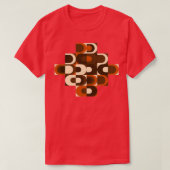 70er Pattern Retro Industrie in Orange und Dark Br T-Shirt (Design vorne)