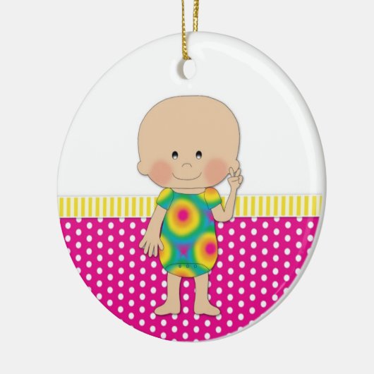 70er Peace Hippie Baby Keramik Ornament (Links)
