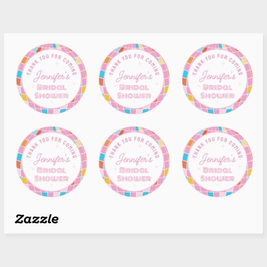 70er Pink Disco Brautparty Vielen Dank für Ihr Kom Runder Aufkleber (Blatt)