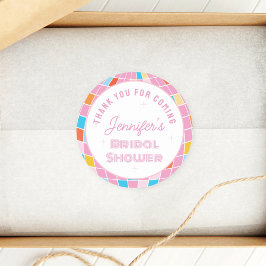 70er Pink Disco Brautparty Vielen Dank für Ihr Kom Runder Aufkleber