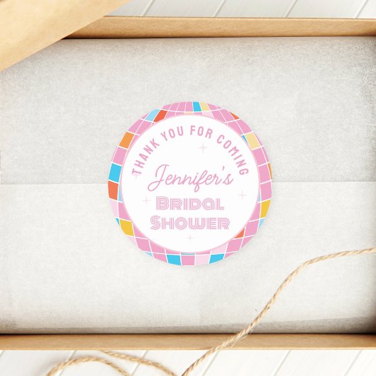 70er Pink Disco Brautparty Vielen Dank für Ihr Kom Runder Aufkleber