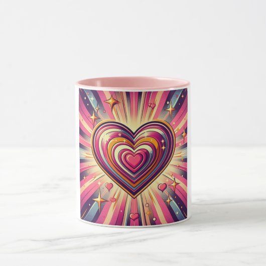 70er Pop art heart/Valentinische Tasse (Zentrum)