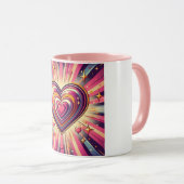 70er Pop art heart/Valentinische Tasse (VorderseiteRechts)