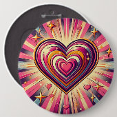 70er Pop art heart/Valentinische Tasse Button (Vorne & Hinten)