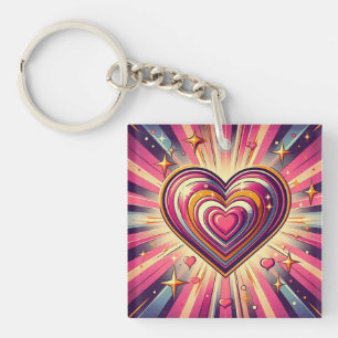 70er Pop art heart/Valentinische Tasse Schlüsselanhänger