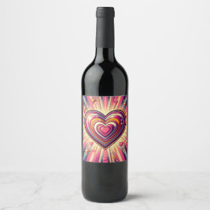 70er Pop art heart/Valentinische Tasse Weinetikett