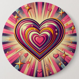 70er Pop-Art-Herz/Valentins- Tasse Button