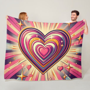 70er Pop-Art-Herz/Valentins- Tasse Fleecedecke