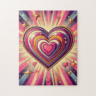 70er Pop-Art-Herz/Valentins- Tasse Puzzle