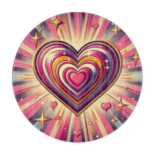 70er Pop-Art-Herz/Valentins-Tasse Schneidebrett