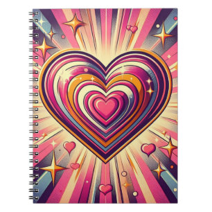 70er Pop-Art-Herz/Valentinstag Notizblock