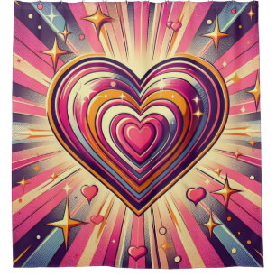 70er Pop Art Herzstück/Valentine Duschvorhang
