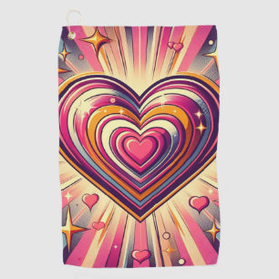 70er Pop Art Herzstück/Valentine Golfhandtuch