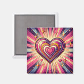 70er Pop Art Herzstück/Valentine Magnet (Vorderseite/Rückseite)