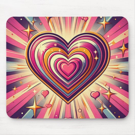 70er Pop Art Herzstück/Valentine Mousepad (Vorne)