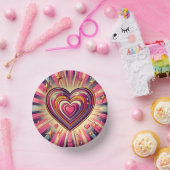 70er Pop Art Herzstück/Valentine Pappteller (Party)