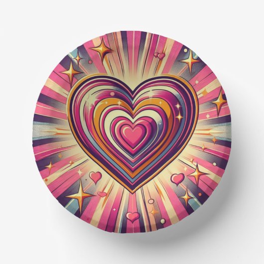 70er Pop Art Herzstück/Valentine Pappteller (Vorderseite)