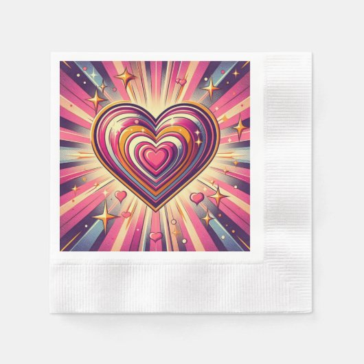 70er Pop Art Herzstück/Valentine Serviette (Vorderseite)