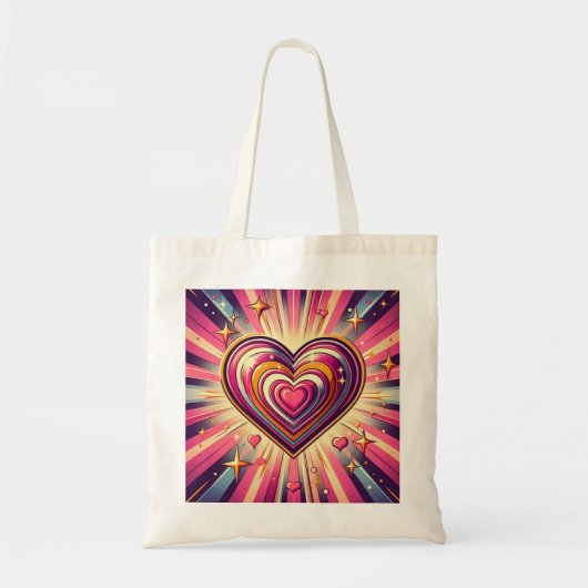 70er Pop Art Herzstück/Valentine Tragetasche (Vorne)