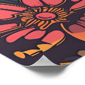 70er Psychedelic Blume AI Art | Farbenfrohe Retro Poster (Ecke)