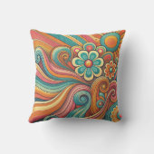 70er Psychedelic Floral Design - Retro Groovy Art Kissen (Rückseite)