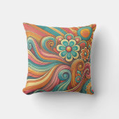 70er Psychedelic Floral Design - Retro Groovy Art Kissen (Vorderseite)