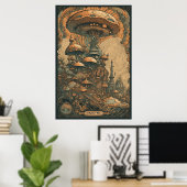 70er Psychedelic Mushroom AI Art | Retro Abstrakt Poster (Heimbüro)