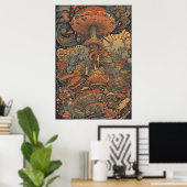 70er Psychedelic Mushroom Retro AI Art Poster (Heimbüro)