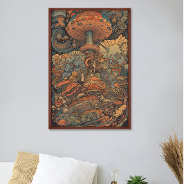 70er Psychedelic Mushroom Retro AI Art Poster