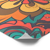 70er Psychedelic Retro Blume AI Art | VINTAG Poster (Ecke)