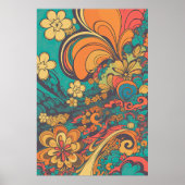 70er Psychedelic Retro-Blumen-Kunst | Vintage Poster (Vorne)