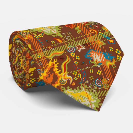 70er psychedelische karierte Krawatte (Gerollt)