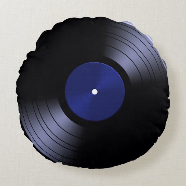70er Record Album Vinyl Round Pillow Rundes Kissen (Vorderseite)