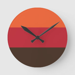 70er Retro 3 Streifen Vintages Farbmuster Runde Wanduhr