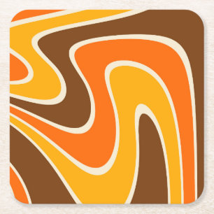 70er Retro Abstrakt Lava Design Rechteckiger Pappuntersetzer