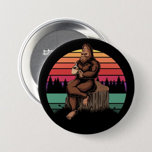 70er Retro Bigfoot & Coffee Button (Vorne & Hinten)
