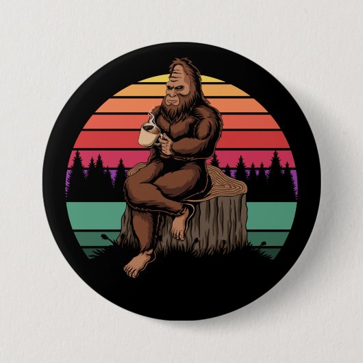 70er Retro Bigfoot & Coffee Button (Vorderseite)