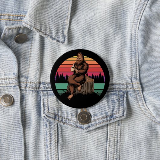 70er Retro Bigfoot & Coffee Button (Beispiel)
