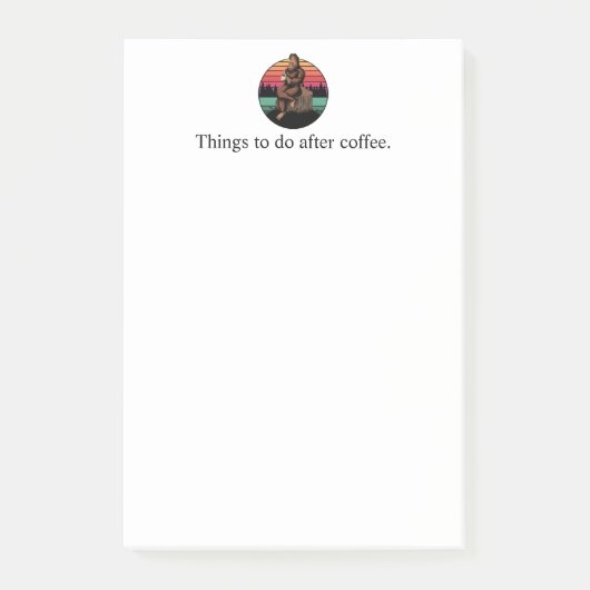 70er Retro Bigfoot & Coffee Post-it Klebezettel (Vorderseite)