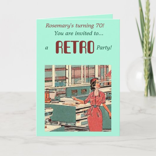 70er Retro Birthday Einladung (Vorderseite)