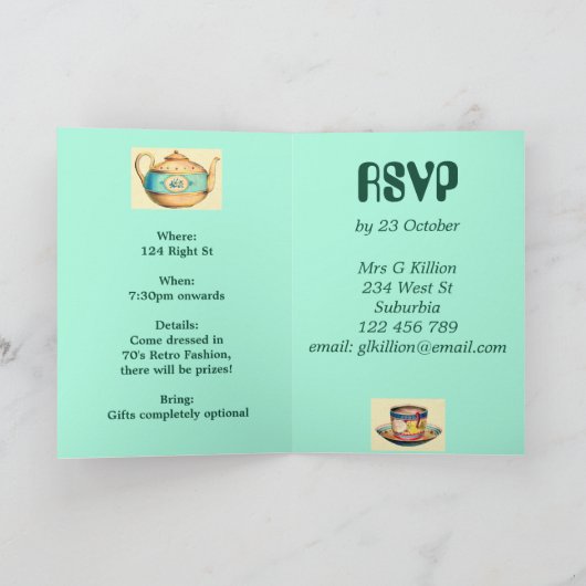 70er Retro Birthday Einladung (Innenseite)