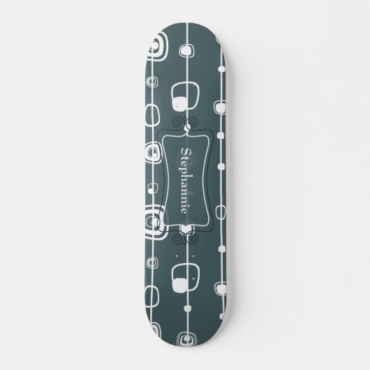 70er Retro Blue Square Comp Skateboard (Vorne)