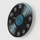 70er Retro Blue Vinyl Record Große Wanduhr (Winkel)