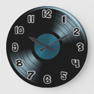 70er Retro Blue Vinyl Record Große Wanduhr