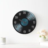 70er Retro Blue Vinyl Record Große Wanduhr (Zuhause)