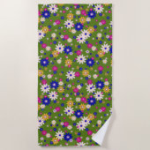 70er Retro Blume Design Badetuch (Vorderseite)